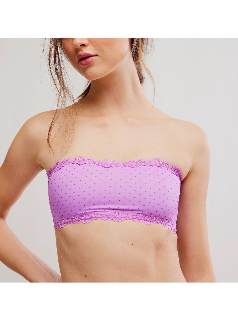 🆕 FREE PEOPLE Charlie Lace Printed Bandeau / Purple Dot